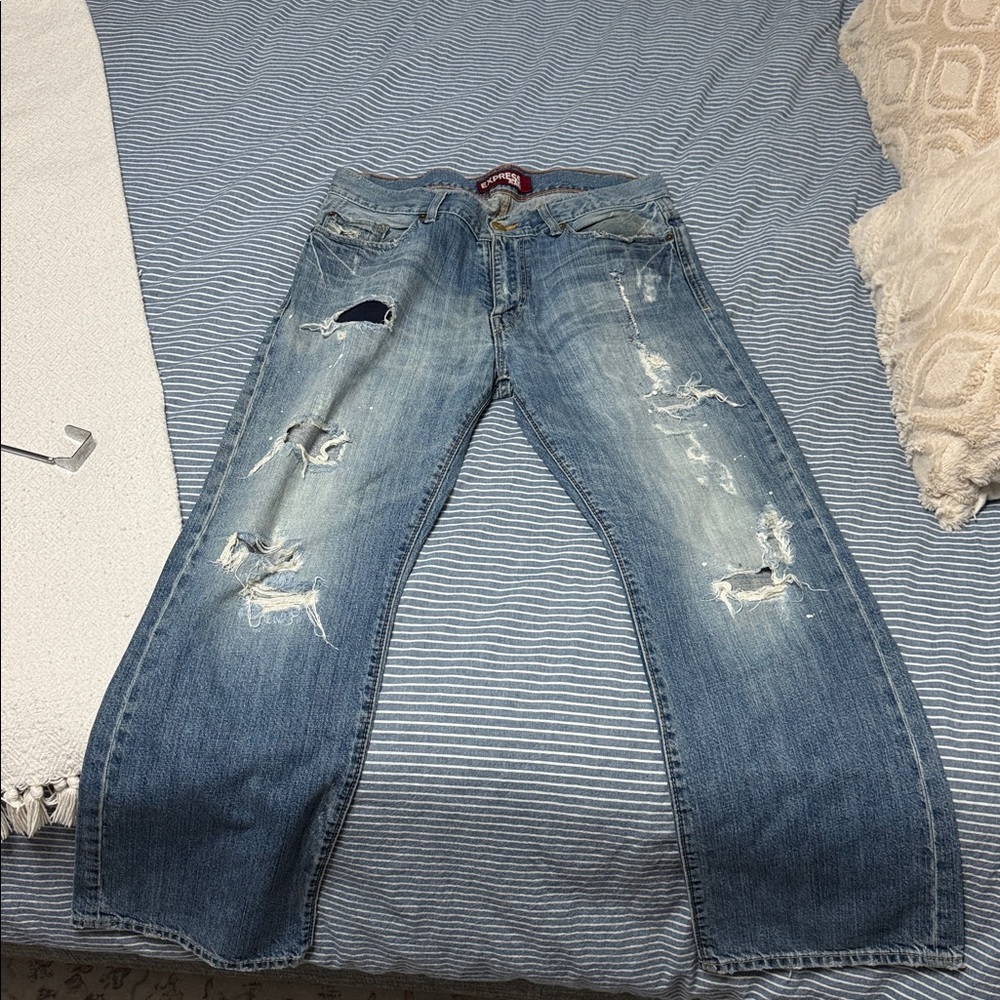 Express Distressed Blue Jeans for Men